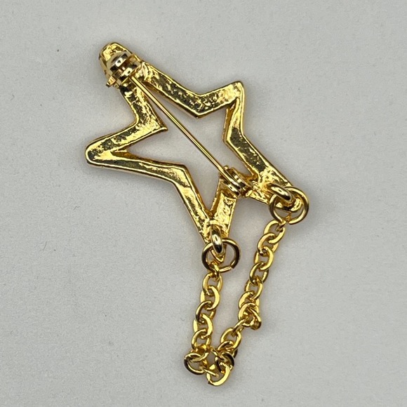 Vintage Gold Tone Star Brooch Pin - Picture 2 of 5